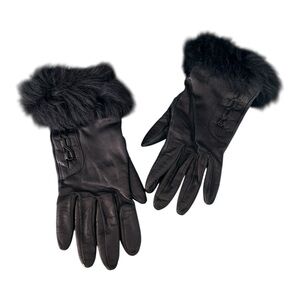 Ugg Black Genuine Leather Wool Lined Gloves Size Medium